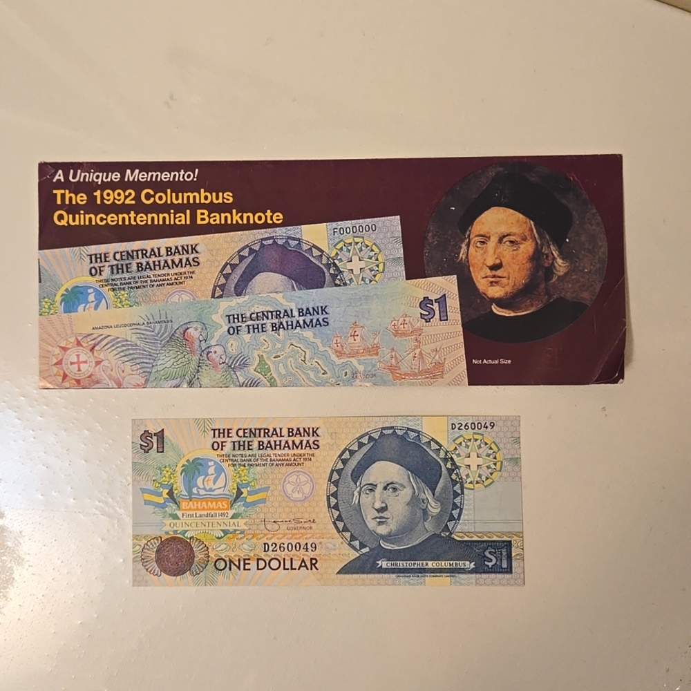 Vintage 1992 Columbus Quincentennial One Dollar Banknote Collectible UNC